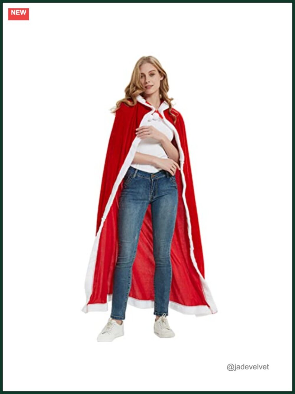 Velvet Hooded Christmas Cloak Santa Robe Cape Unisex Costume
